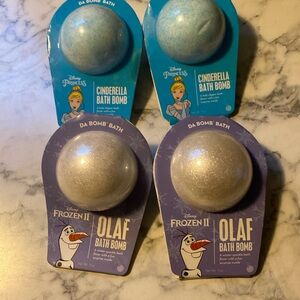 Da bomb bath olaf sparkle bath fizer Disney frozen and Cinderella set of 4